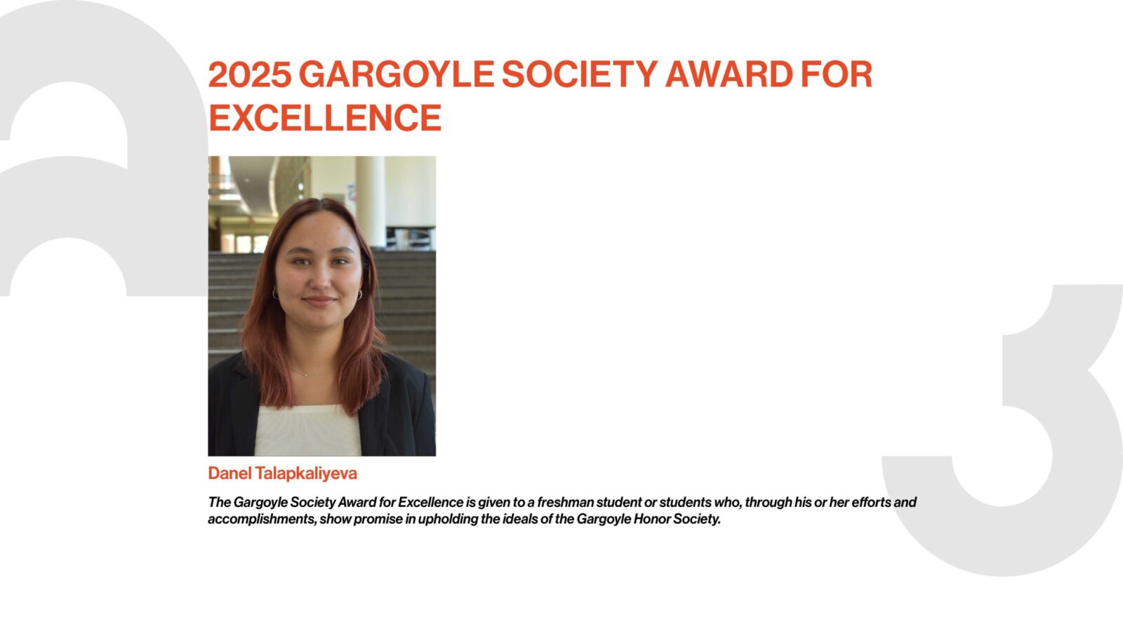 2025 GARGOYLE SOCIETY AWARD FOR EXCELLENCE