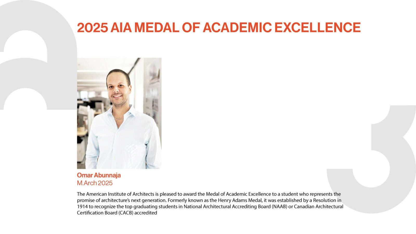 2025 AIA Medal of Academic Excellence