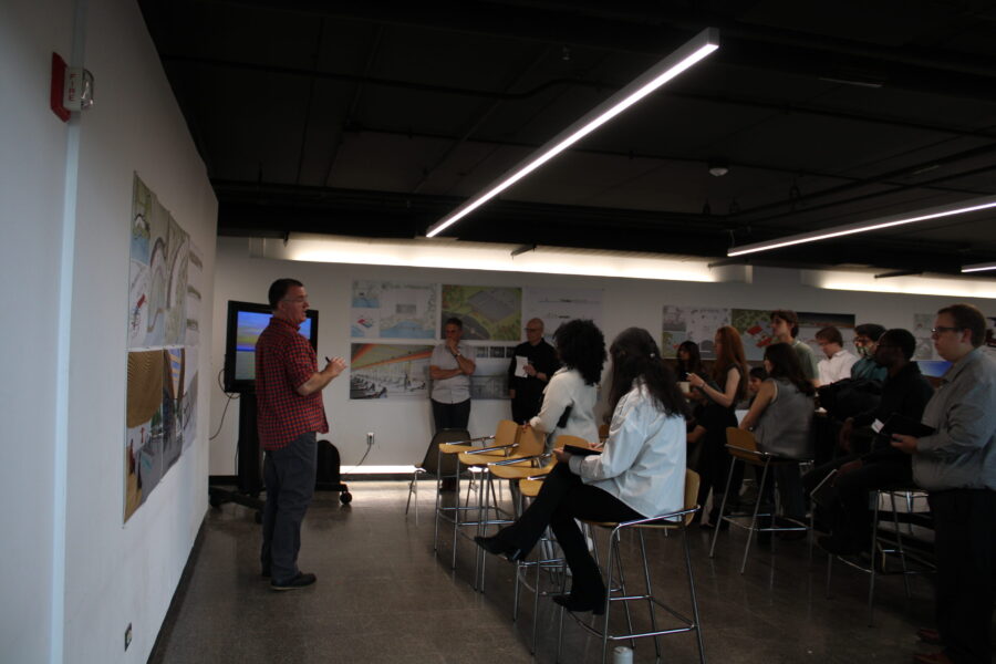 a presentation in front of an audience