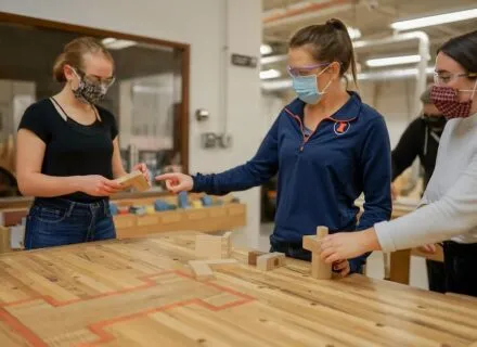 students in woodshop