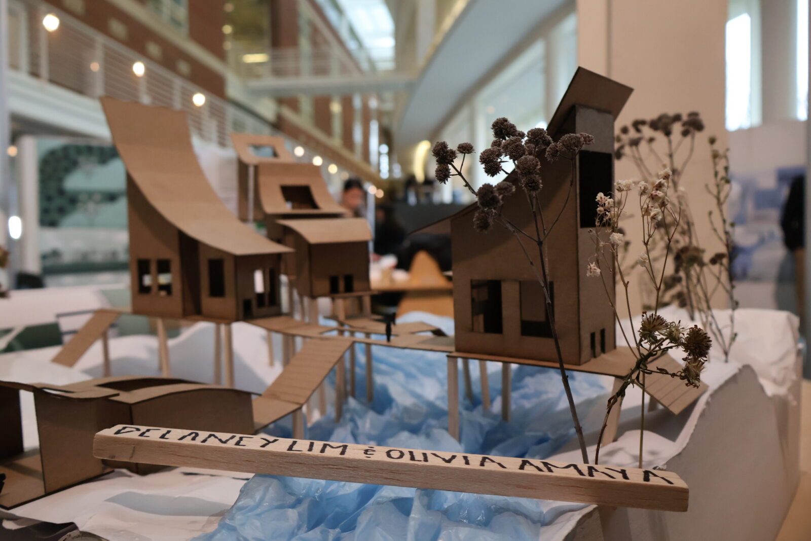 a model on a table in the atrium