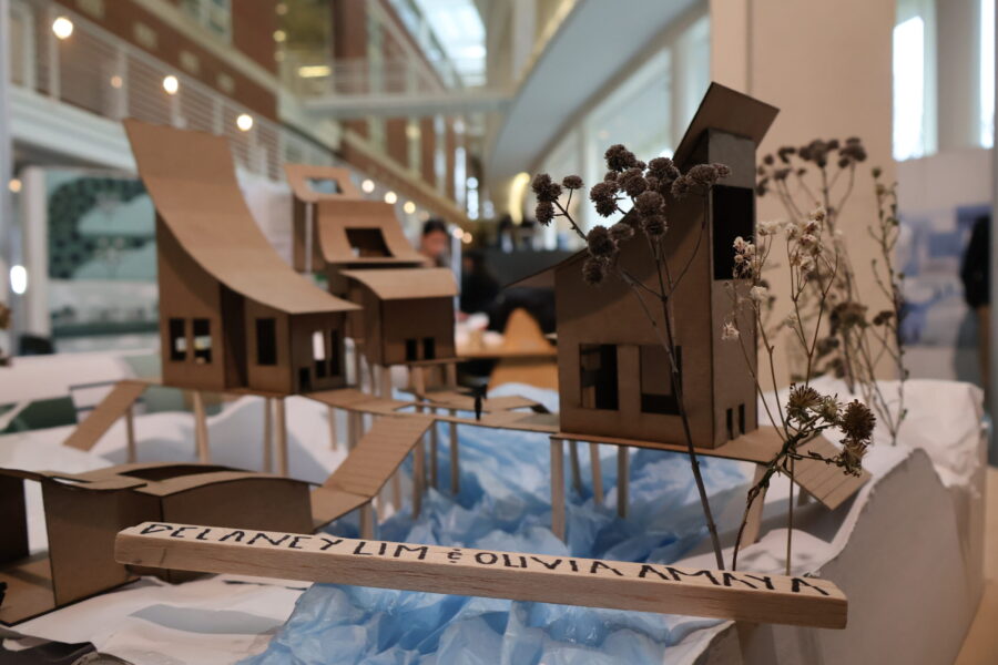 a model on a table in the atrium