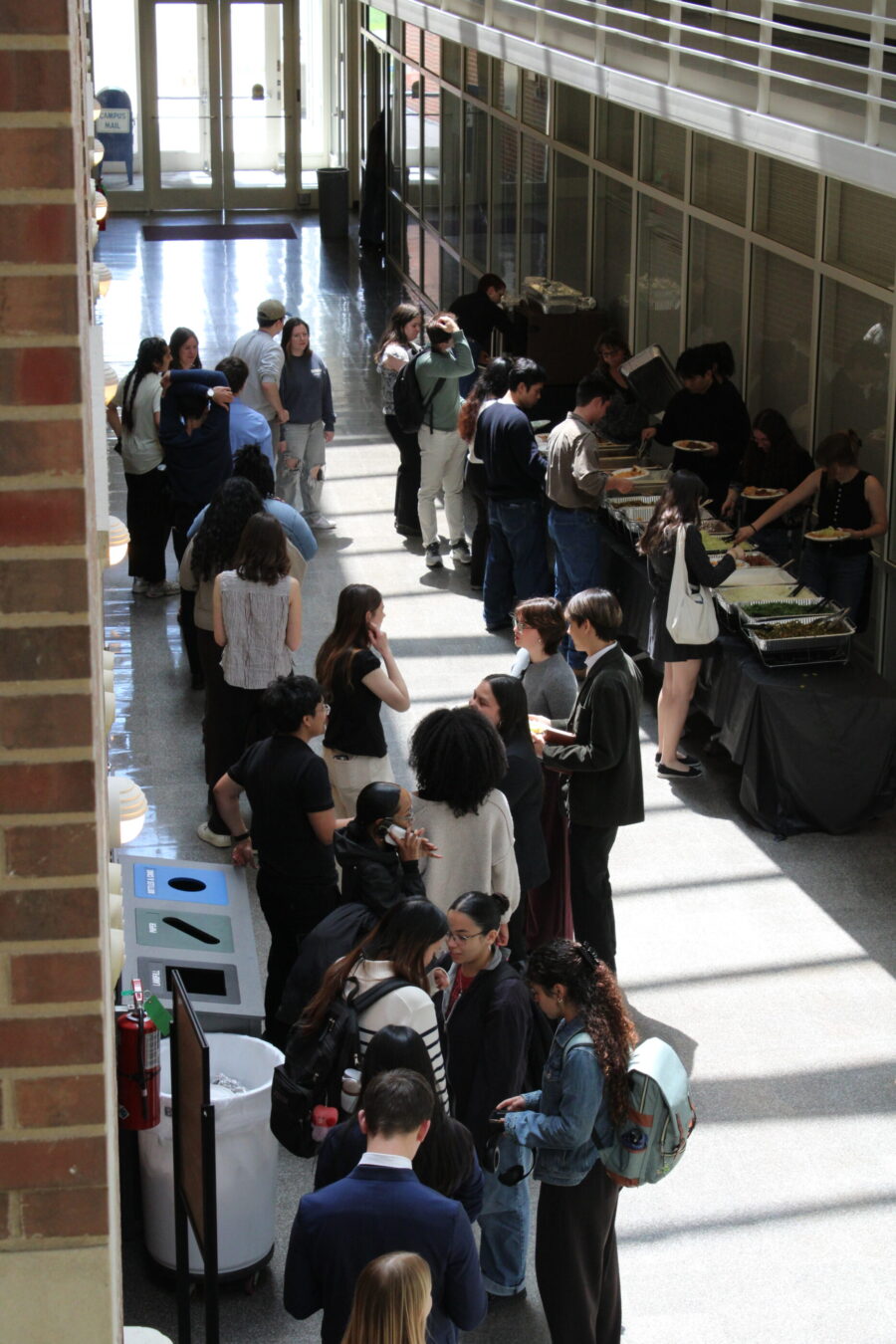 students lining up to eat lunch before reviews