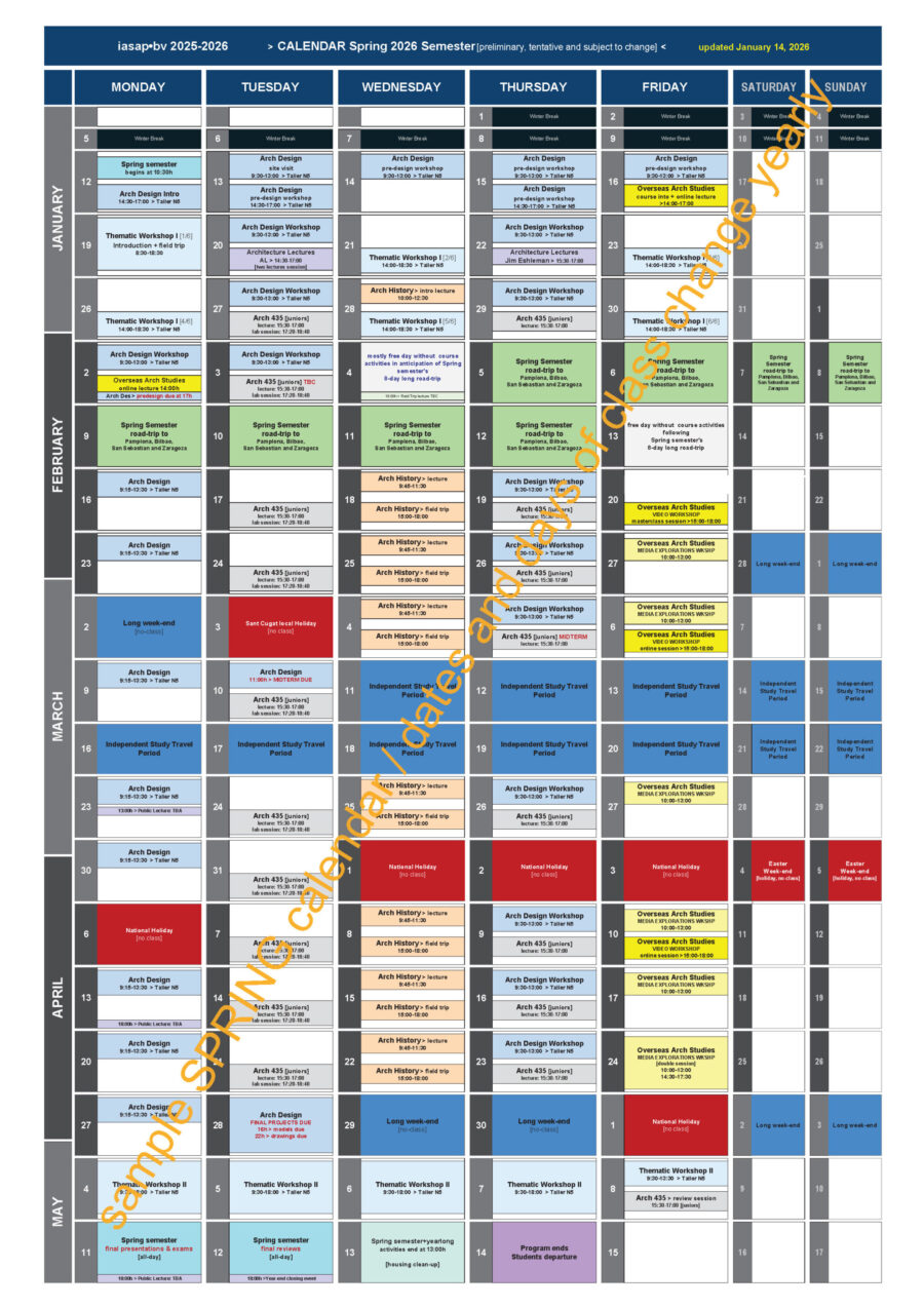 Academic Calendar, Spring 2026