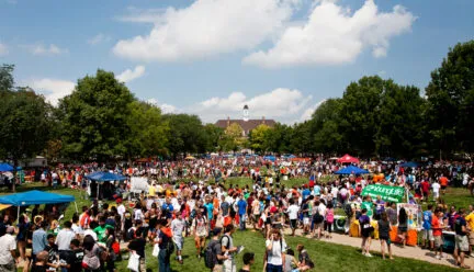 picture of north quad with tons of students and booths