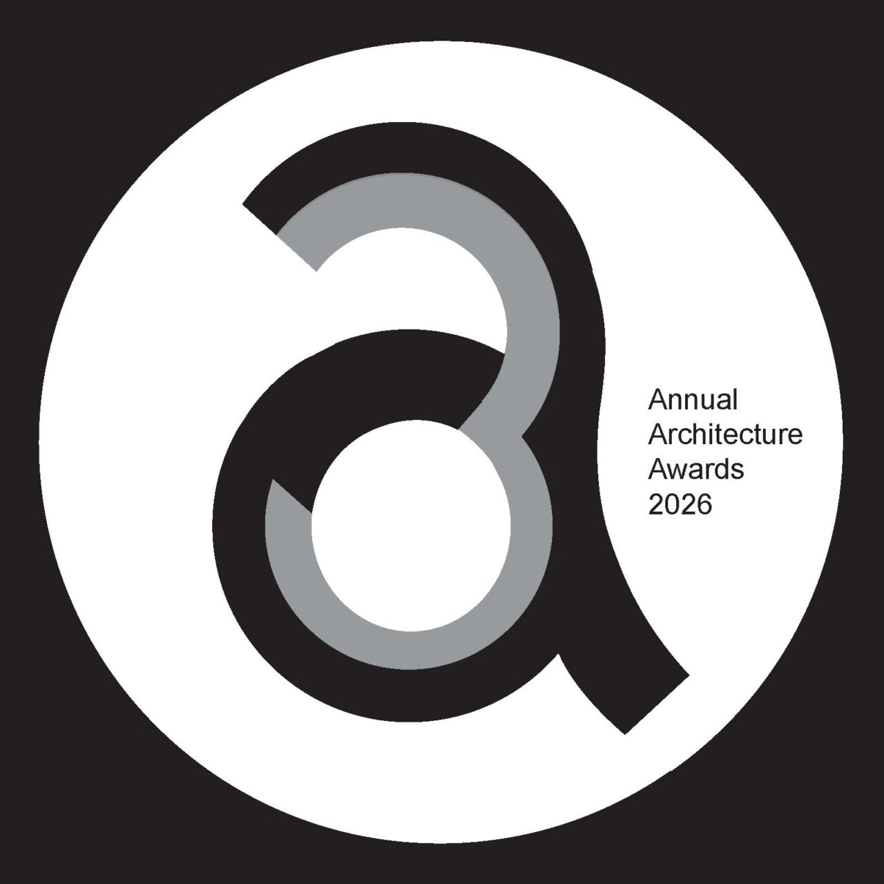 2026 A3 Logo Design, black and white, 3 in letter a, words annual architecture awards 2026 on it