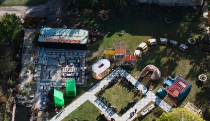 colorful aerial photo of chicago sukkah festival