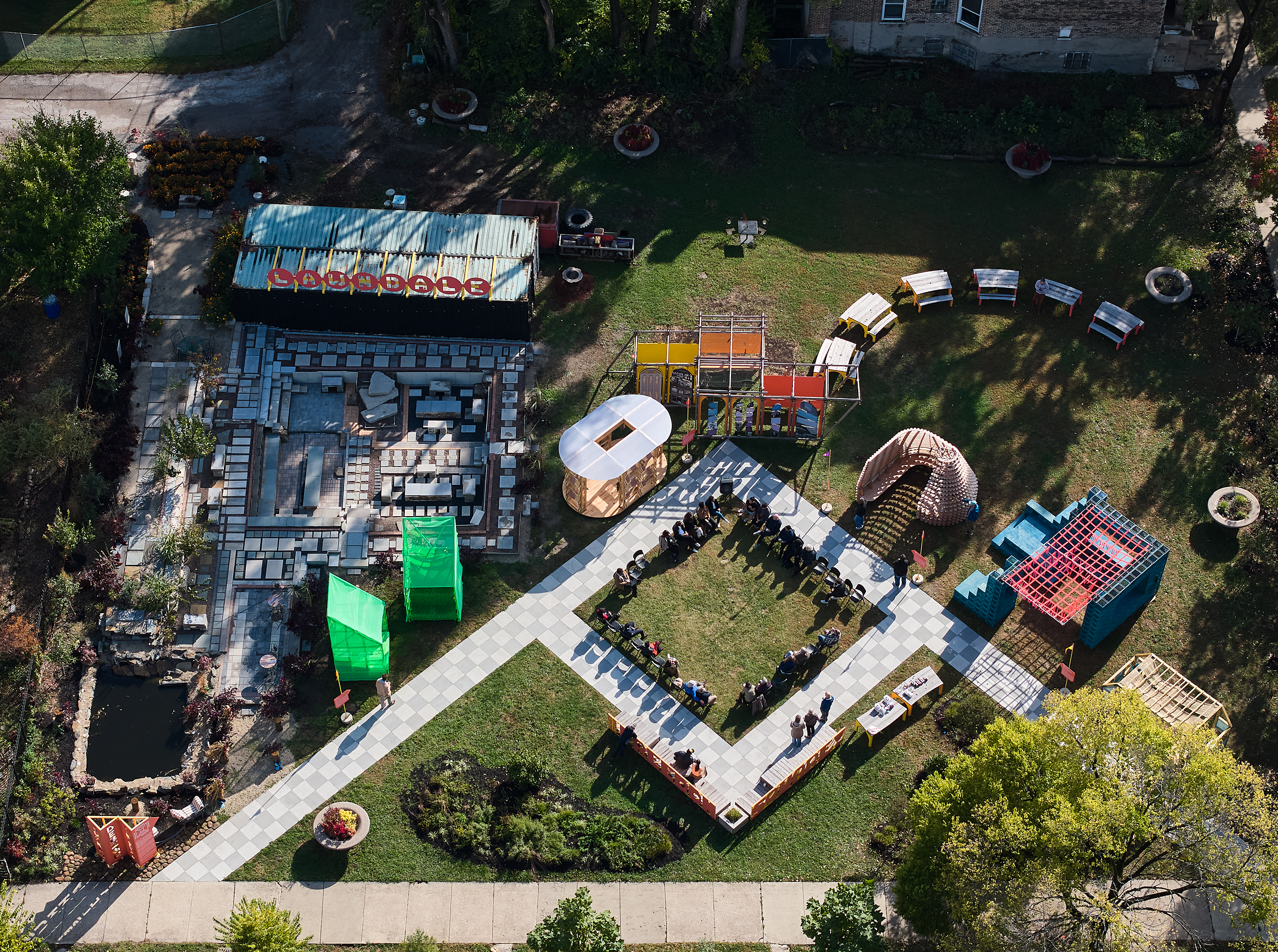 colorful aerial photo of chicago sukkah festival