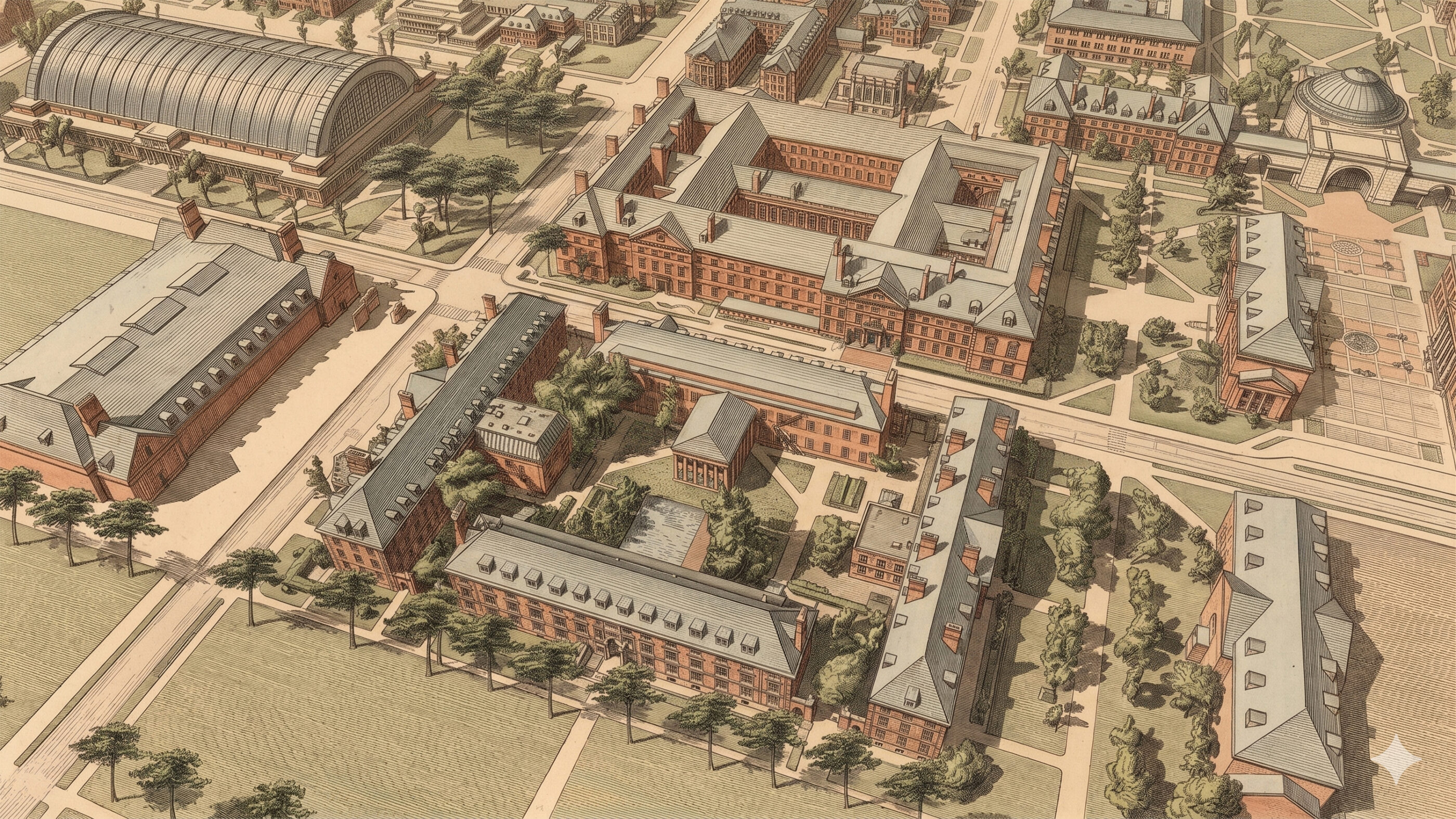 small campus masterplan aerial of the architecture