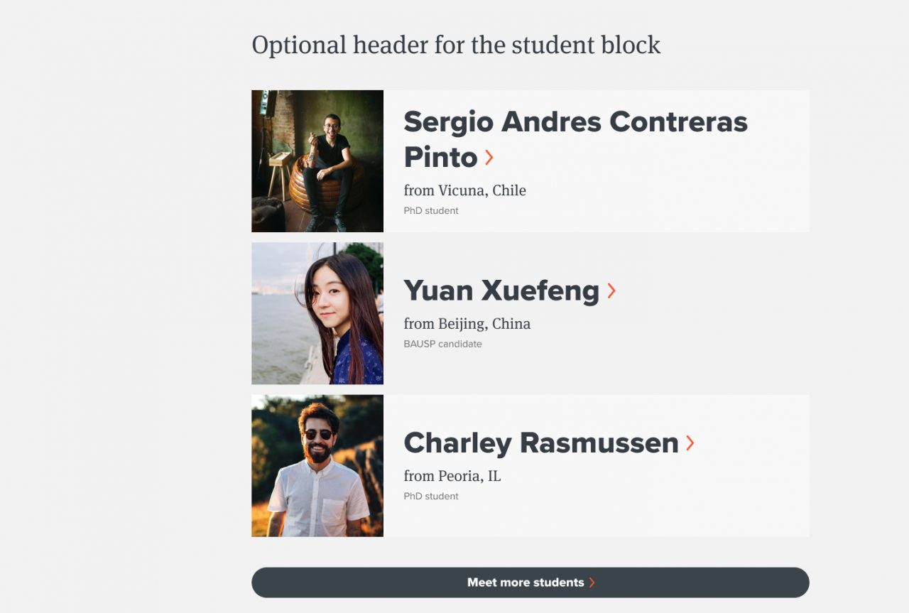 An example of a feature block showing students.