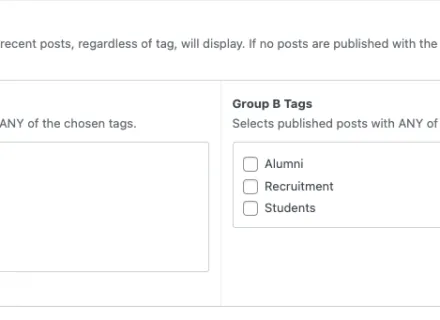 The tag group interface when setting up a listing page.
