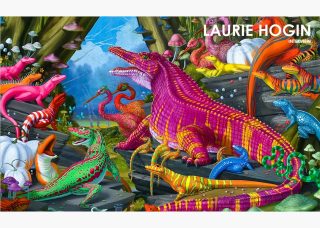 Painting of colorful lizards by Laurie Hogin