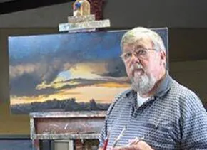 Harry Breen with painting
