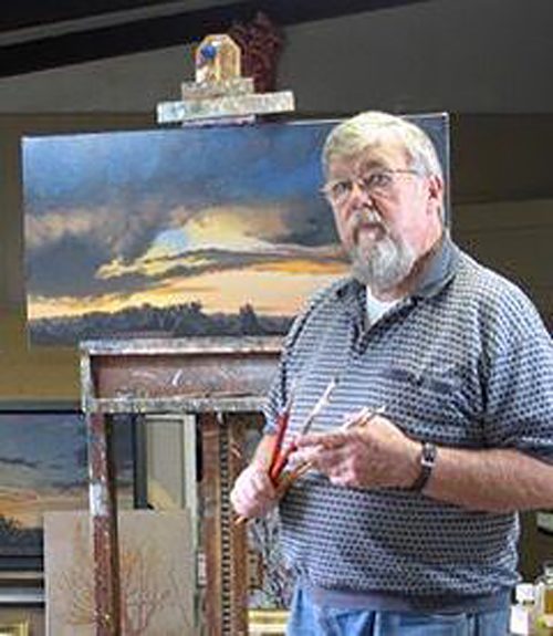 Harry Breen with painting