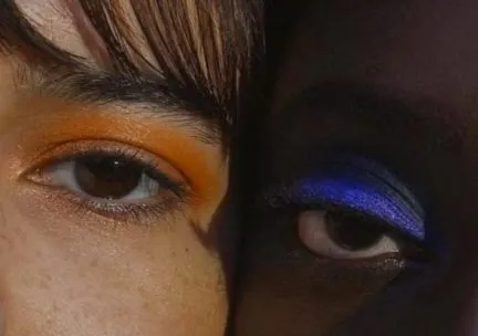 Closeup of two models' eyes