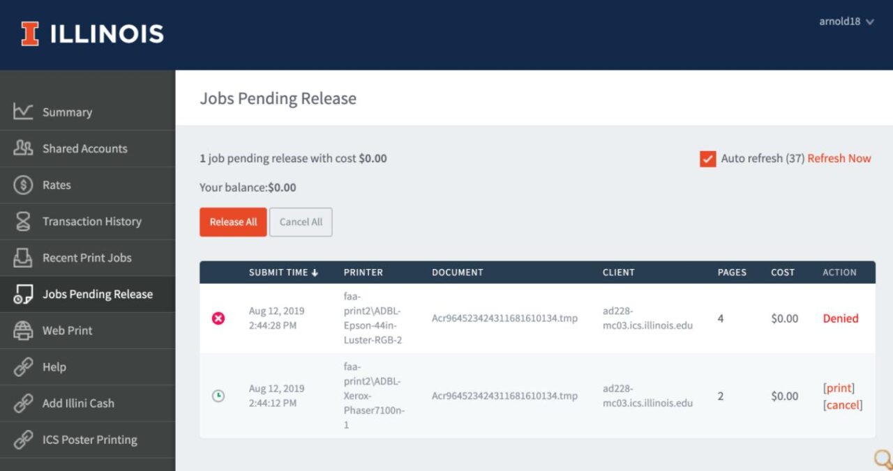 Jobs Pending Release Page