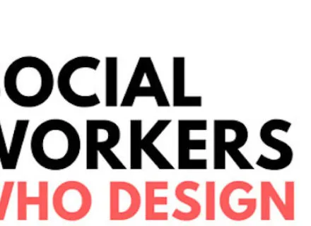 Social Workers Who Design (Black and Red Block Letterrs)