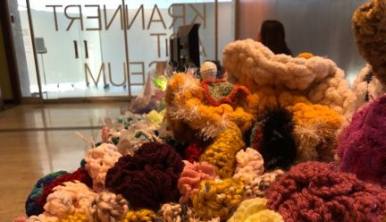 Crochet coral reef exhibit at Krannert Art Museum