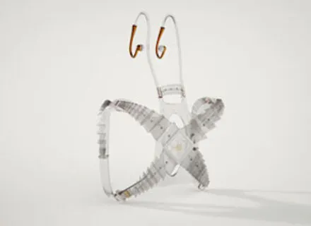 Photo of x-shaped model for mixed reality audio system with insect-like antennae