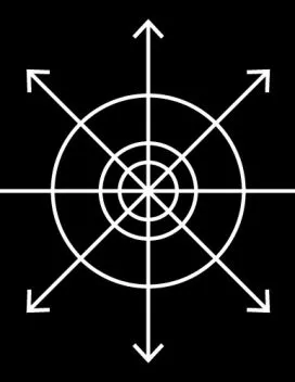 White radial linear design on a black ground