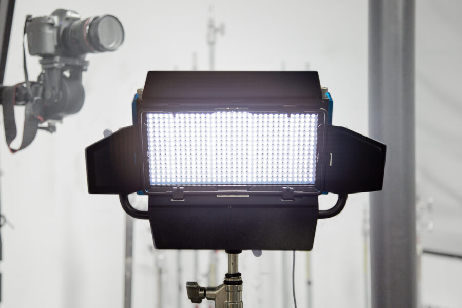 LED studio light with camera in background