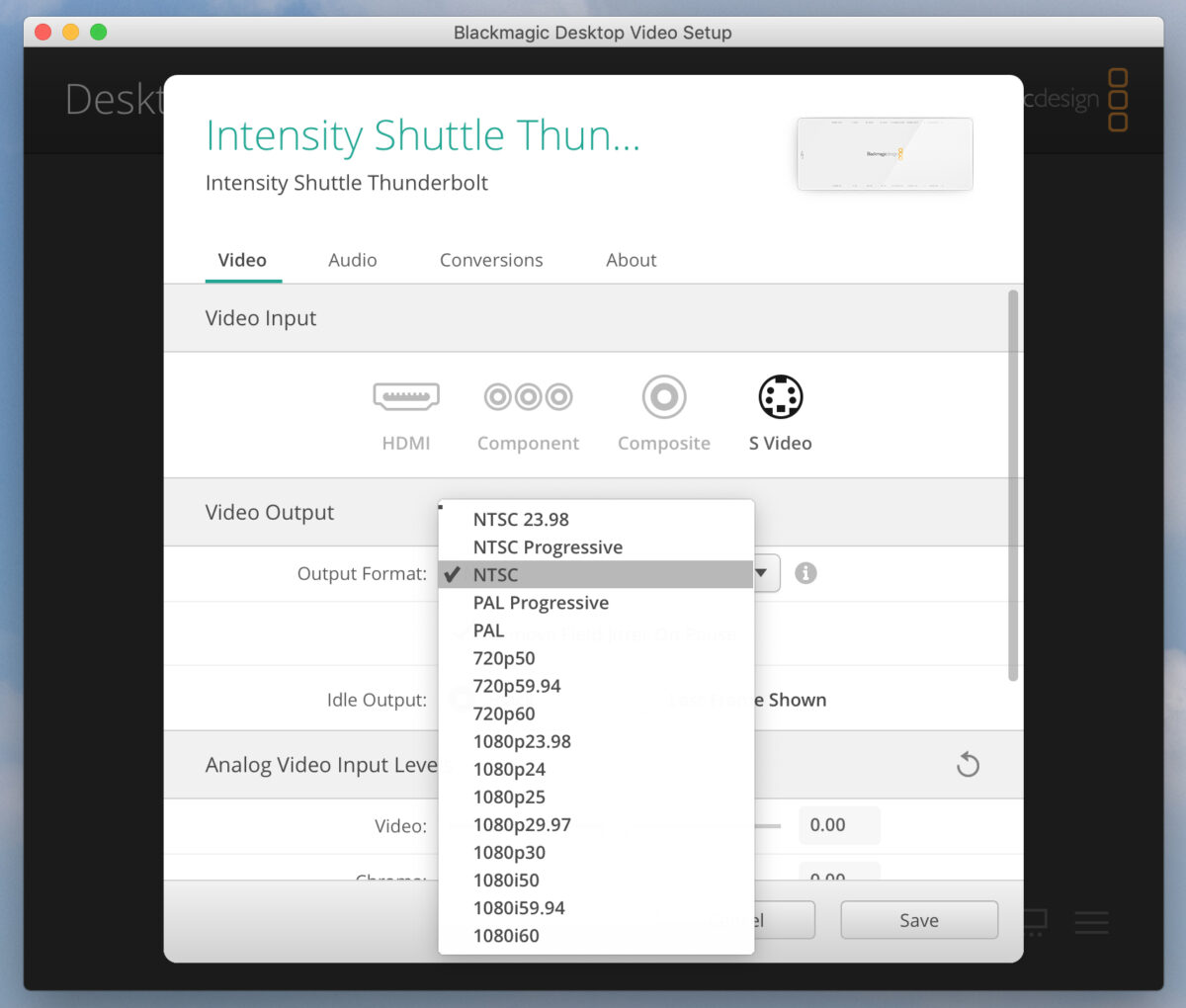 BlackMagic Desktop Video Settings