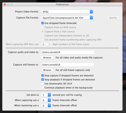 BlackMagic Media Express Preferences