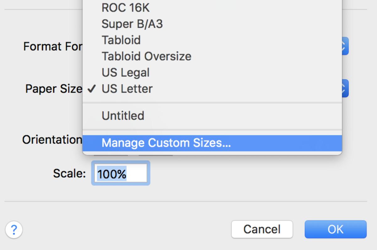 Fig 9 - Manage Custom Sizes