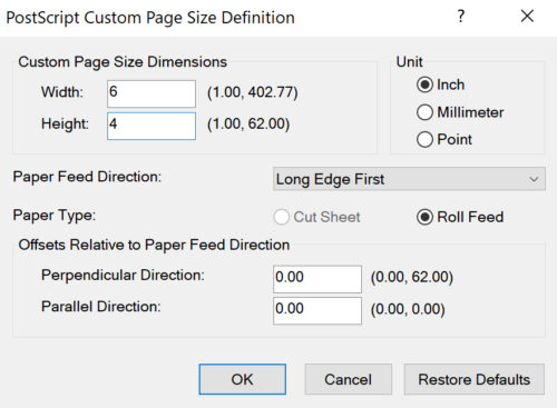 Custom Page Sizes