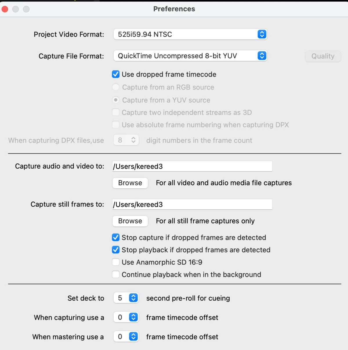 BlackMagic Media Express Preferences