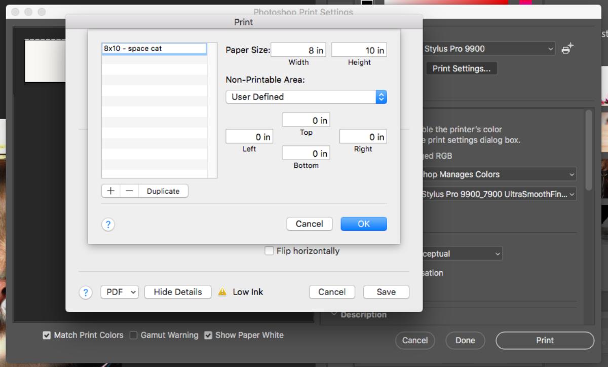 Entering a custom page size