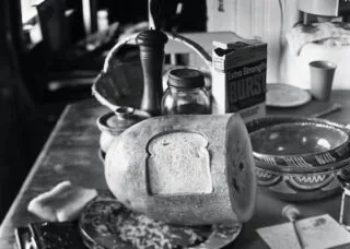 slice of bread imposed on a watermelon