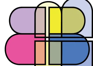 faculty exhibition logo in multi colors four Bs