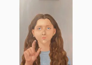 Photorealistic self-portrait painting