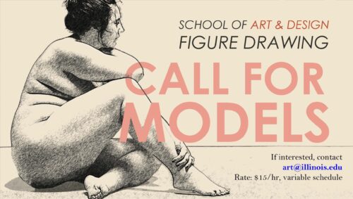 call for models poster with information and drawing of a woman model
