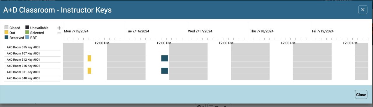 screenshot of classroom timeline