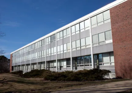 A photograph of the Art &amp; Design building exterior on a sunny day