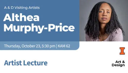 blue background with woman and text