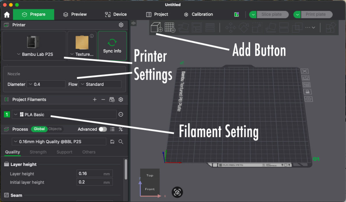 Initial Settings for Bambu 3D Printer