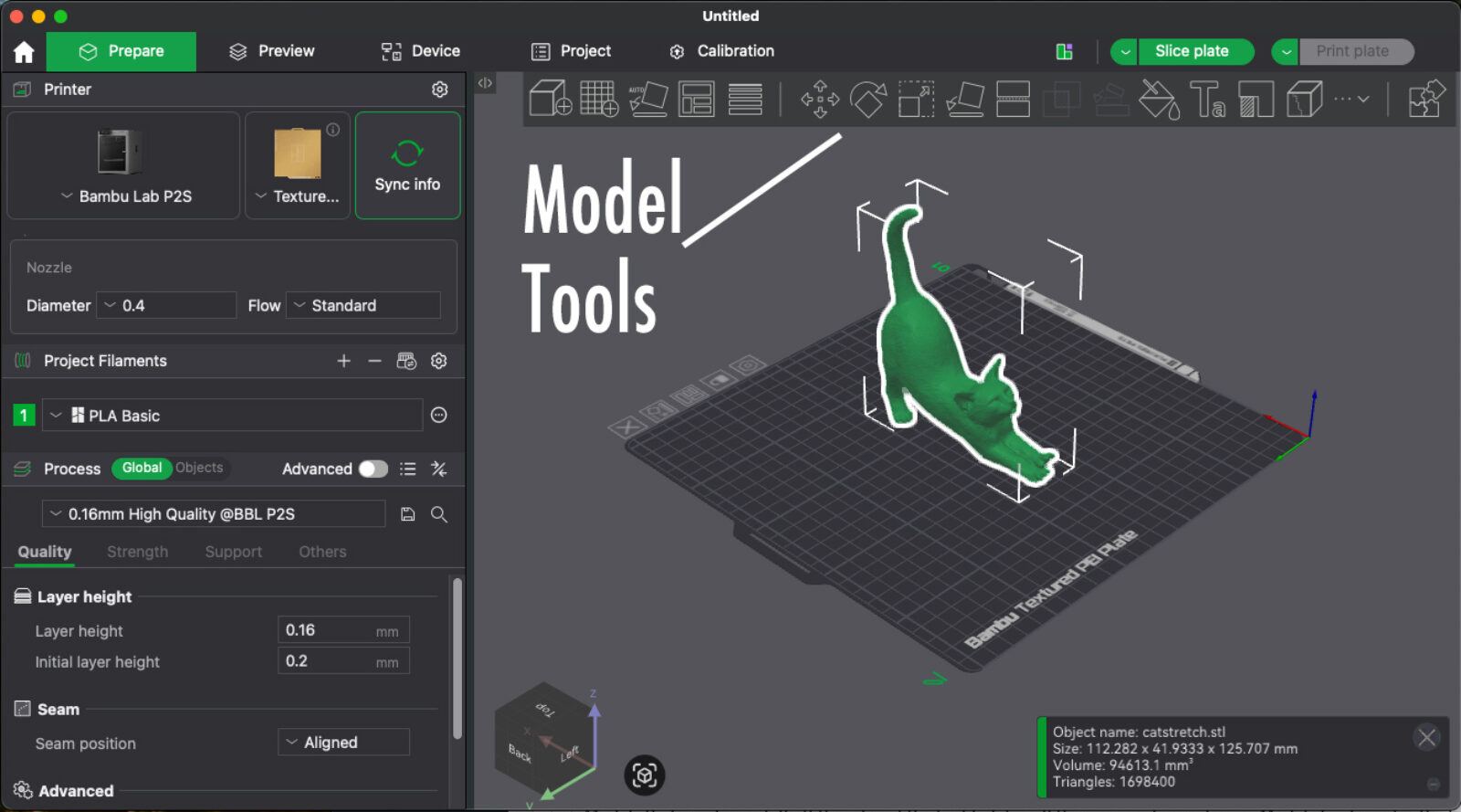 Tools for Adjusting the Model in Bambu Studio