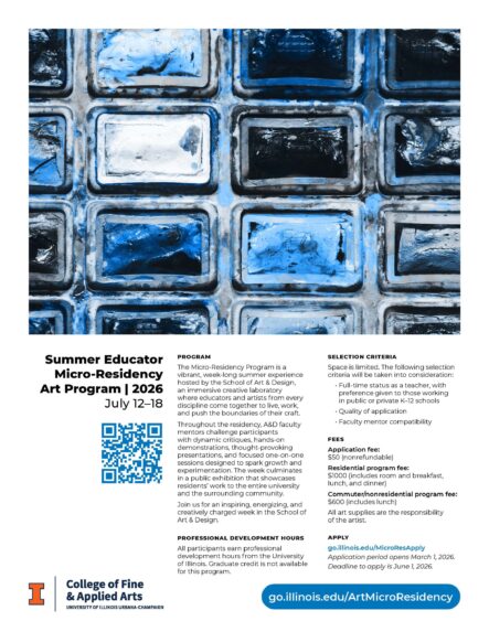 Flyer for Art &amp; Design Summer Educator Micro-Residency Program July 12-18