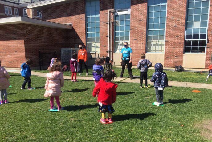 Children dancing outside