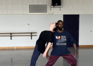 two dancers rehearsing