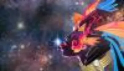 an image of space and a head with tongue extended