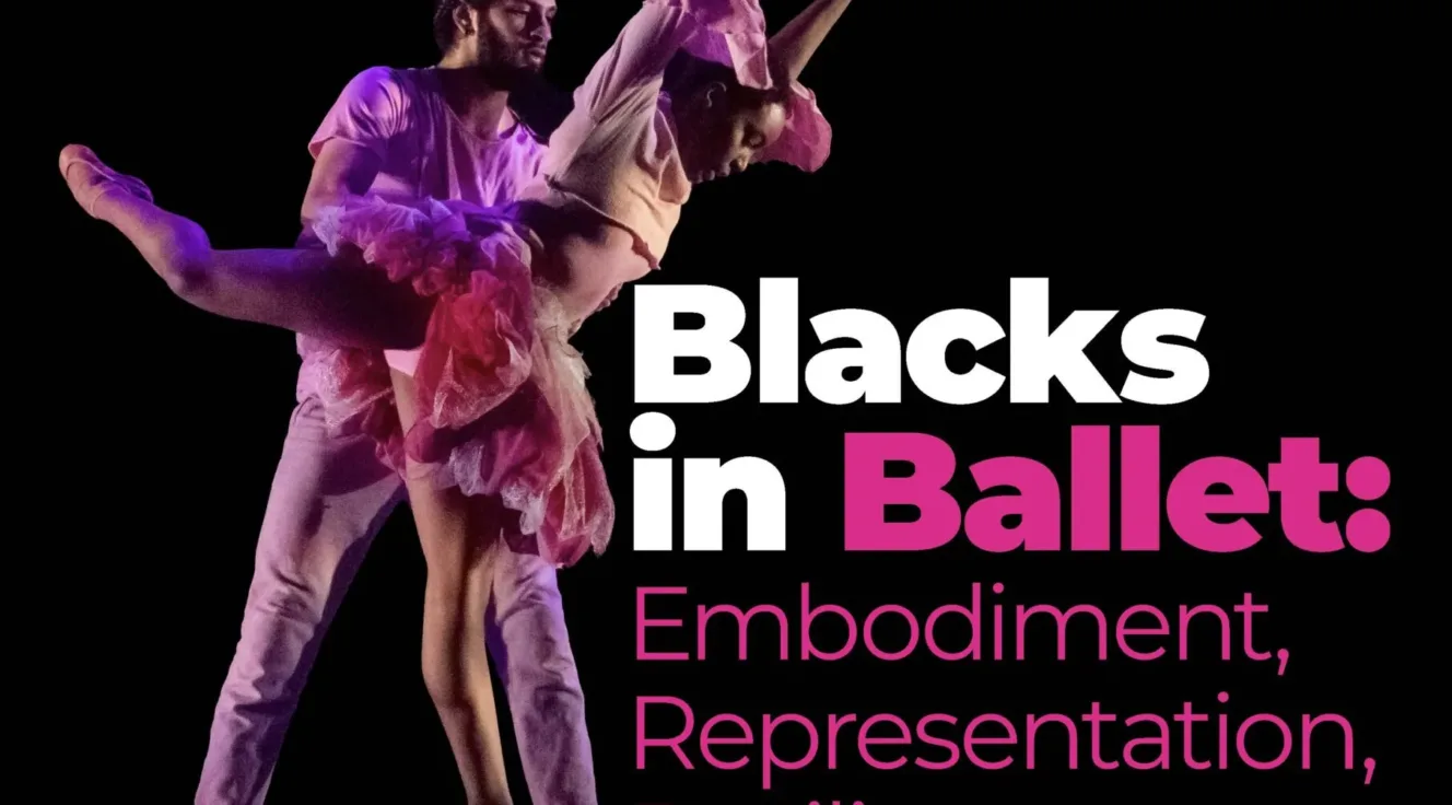 a dancer hovering while being held