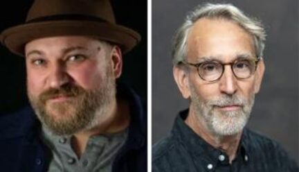 2 headshots: one has a person wearing a brown hat and a beard, another has a person wearing glasses and beard