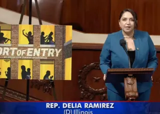 congresswoman ramirez speaks at a podium