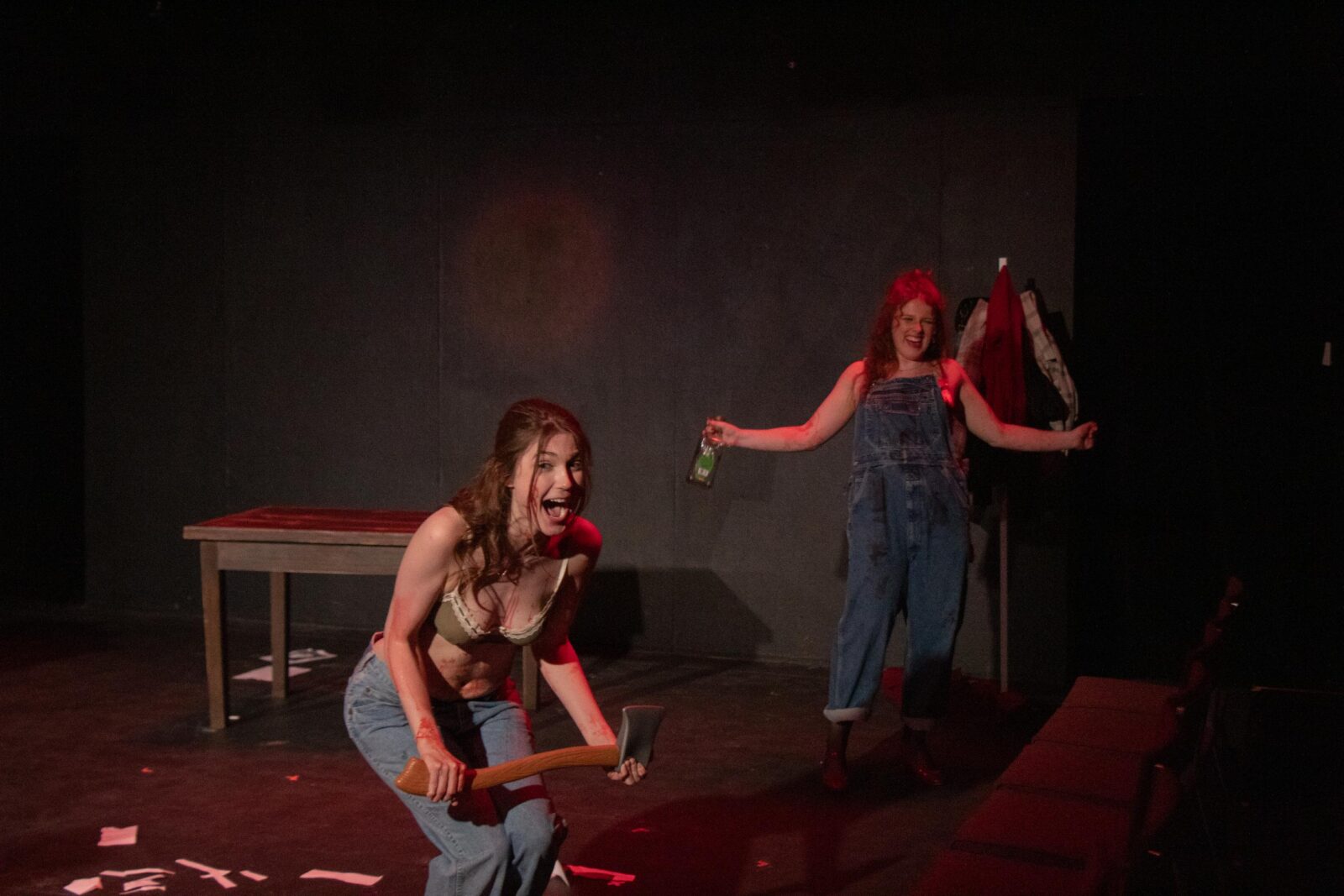 two people onstage yelling 