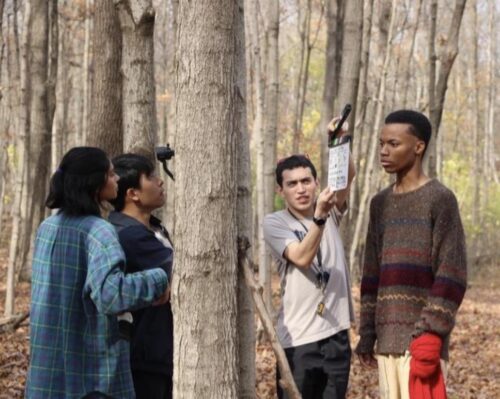 several people on a film set