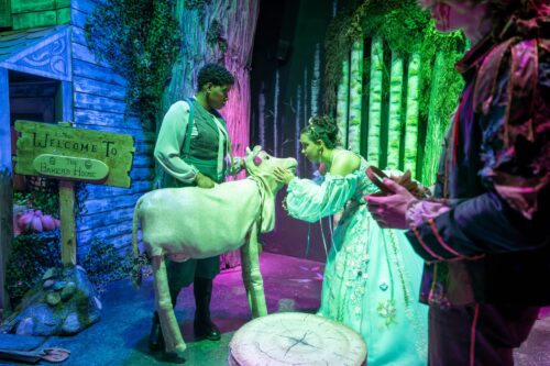 people in costume interact with puppets